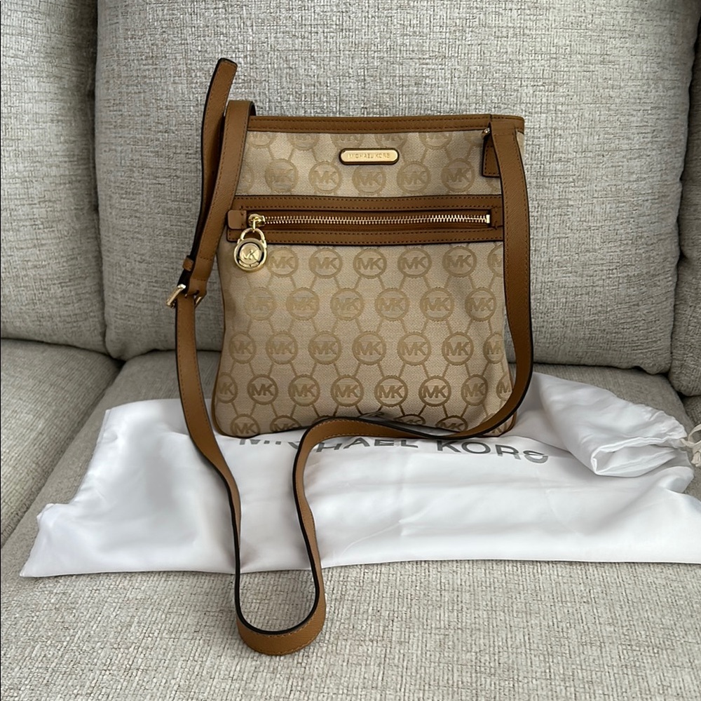 Michael Kors Brown Crossbody Bag with Leather Trim